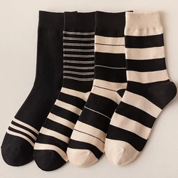 New Combed Cotton Socks Man  Fashion Stripe Long Men's Socks High Quality Soft Socks Male Business Casual Calcetines Mujer