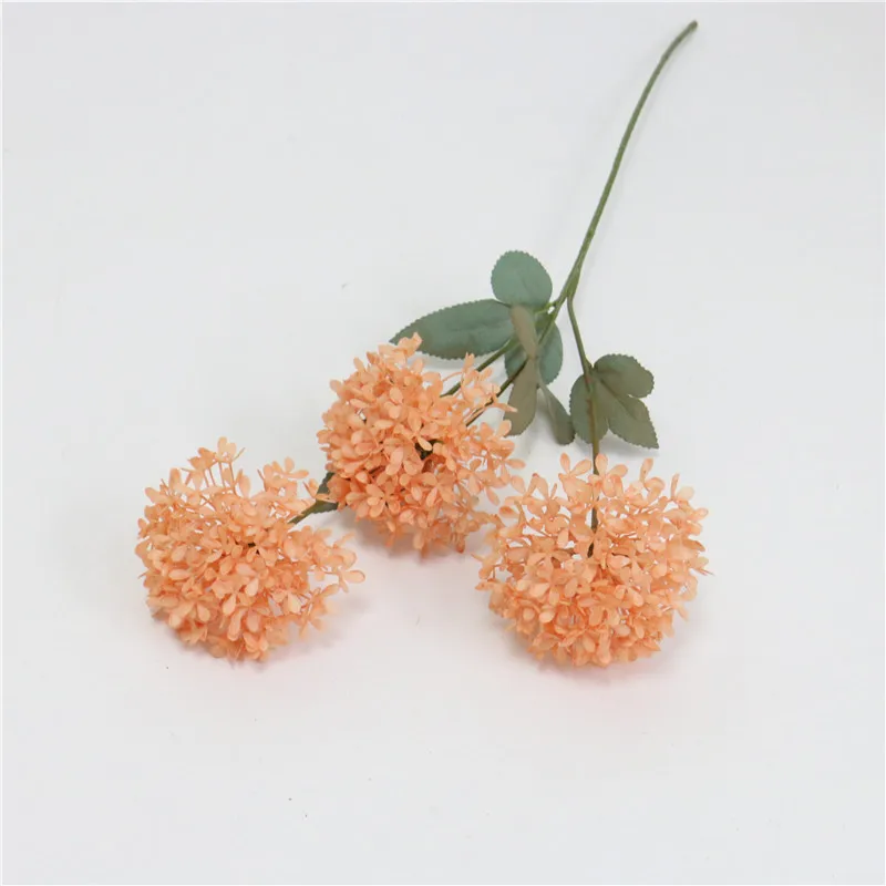Orange Искусственные цветы с 3 головками, один букет хризантем, шар, пластиковые украшения для дома, сделай сам, аксессуары для свадебного стола, искусственный цветок - Цвет: Orange