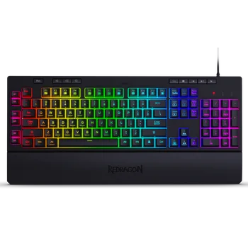 

Redragon K512 SHIVA RGB membrane gaming keyboard with multimedia keys, 6 additional on-board macro keys, removable wrist rest