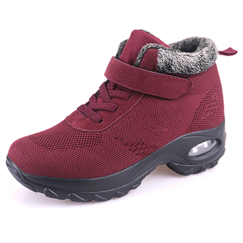 STQ/ г. Зимние женские зимние ботинки; женская обувь; теплые черные ботильоны на толстой платформе; женские водонепроницаемые ботинки на высокой танкетке; 2002 - Color: 2002 Rose Red