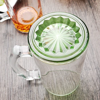 

Color glass water cup Hyun color bottom 460ml with handle household beer glass wine cup juice tea glass Home party drinkware