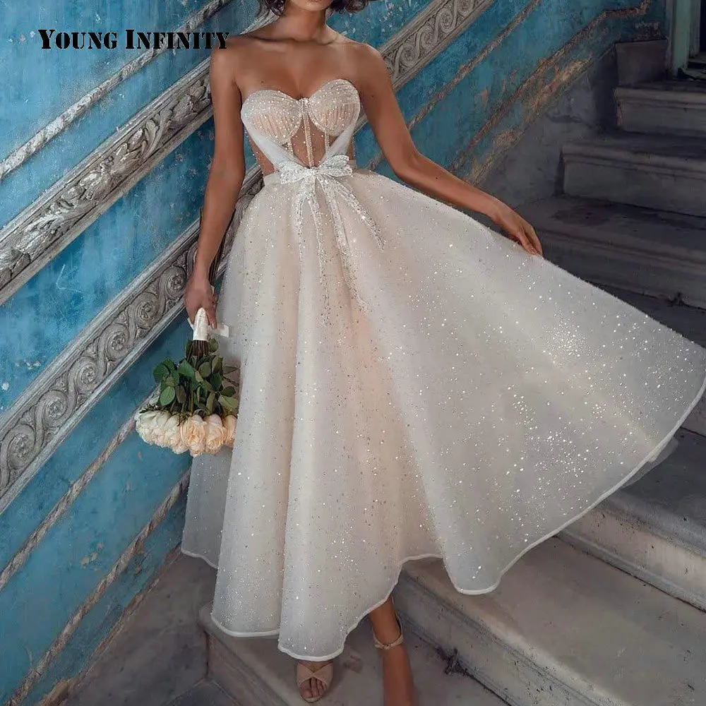 New Arrival Ankle Length Prom Dress 2022 Sweetheart Backless Illusion Design Bow Formal Bridal Party Gown Custom Made plus size prom & dance dresses