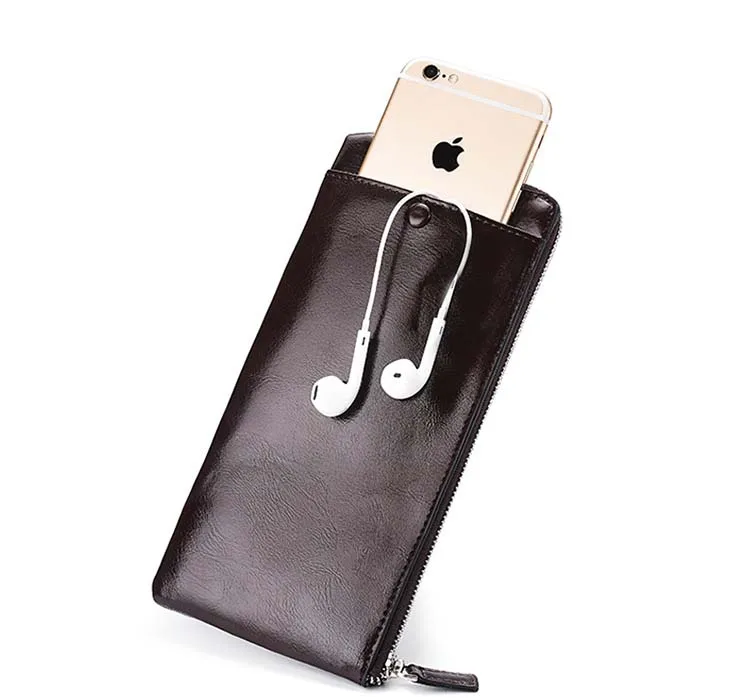 New Man Purse Men Wallet Long Zipper Style Large Capacity Multilayer Card Phone Bag Change Soft Hand Bag