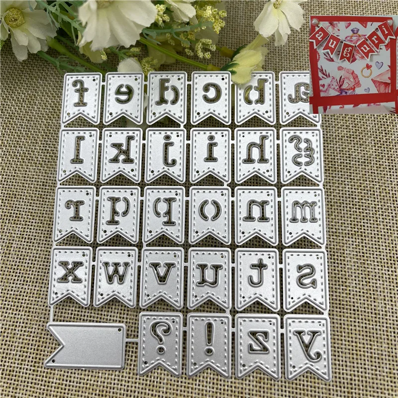 Plantillas de corte de Metal con símbolos de letras, plantillas de hojas y flores para álbum de recortes, bricolaje, carpeta de grabado decorativo, adecuado para tarjetas de papel