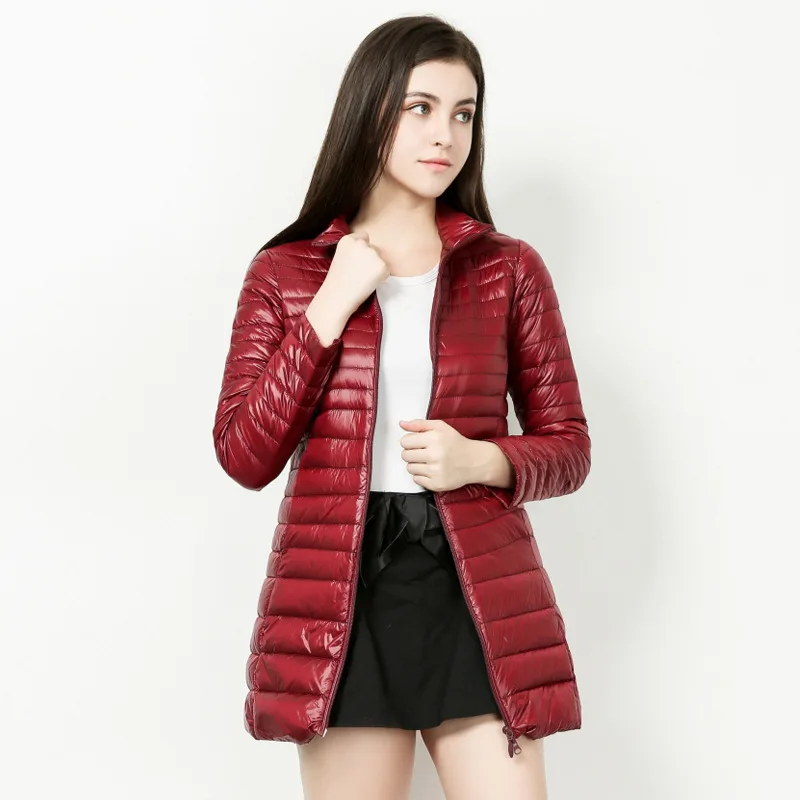 Женская тонкая куртка средней длины больших размеров, модная куртка в Корейском стиле - Цвет: Burgundy