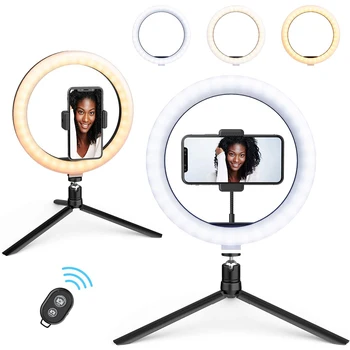 

26cm/10.2 inch LED Selfie Ring Light Dimmable Desktop Phone Photography Video Lighting for Makeup Youtube Video Live Studio