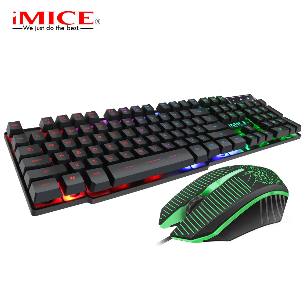 

IMICE Wired Game Floating Keycap Rainbow Backlit Keyboard And Mouse Set for PC Laptop