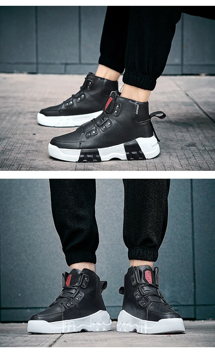 Winter Keep Warm Shoes High-top Running Shoes Thick Bottom Male Sports Shoes Youth Trend Men's Fashion Sneakers J3-61