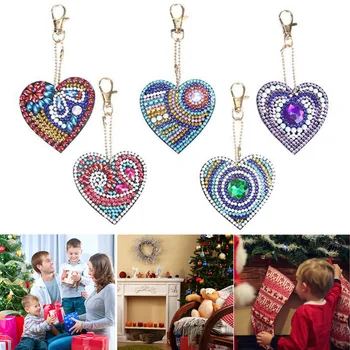 

5Pcs/Set DIY 5D Drill Diamond Painting Key Chain Kit Double-Sided Crystal Christmas Gift J99Store