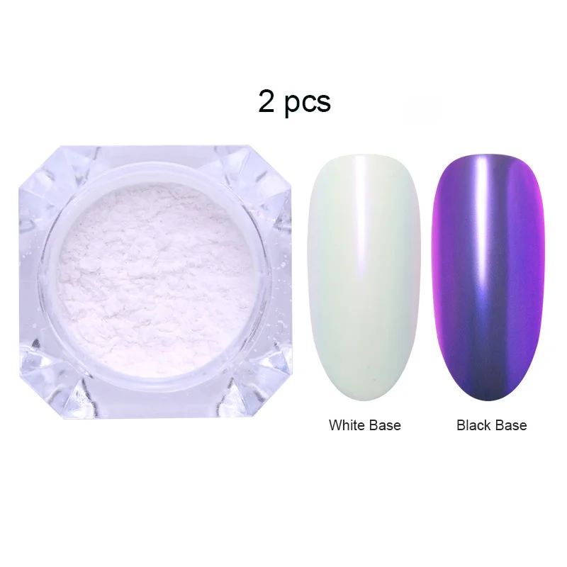 2pcs-Set 4 Яркие Блестки для ногтей порошок пыль хром пигмент пыль ослепительный салон микро Голографический лазерный порошок для DIY украшения для ногтей - Цвет: 2pcs-Set 4