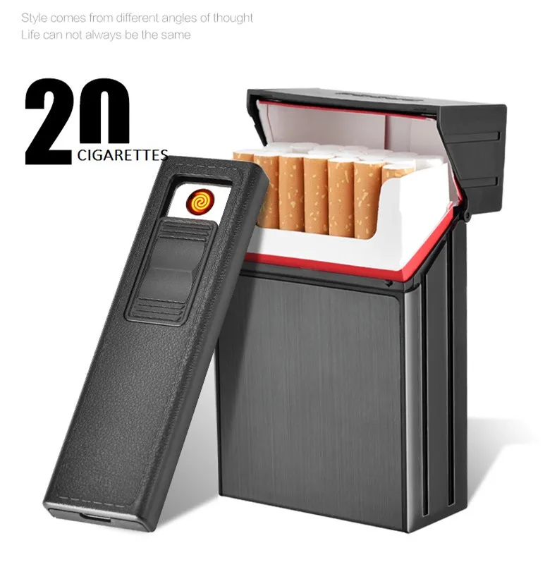 Tanio Brand New odpinany papierośnica z zapalniczką przenośny metalowy papierosowy sklep