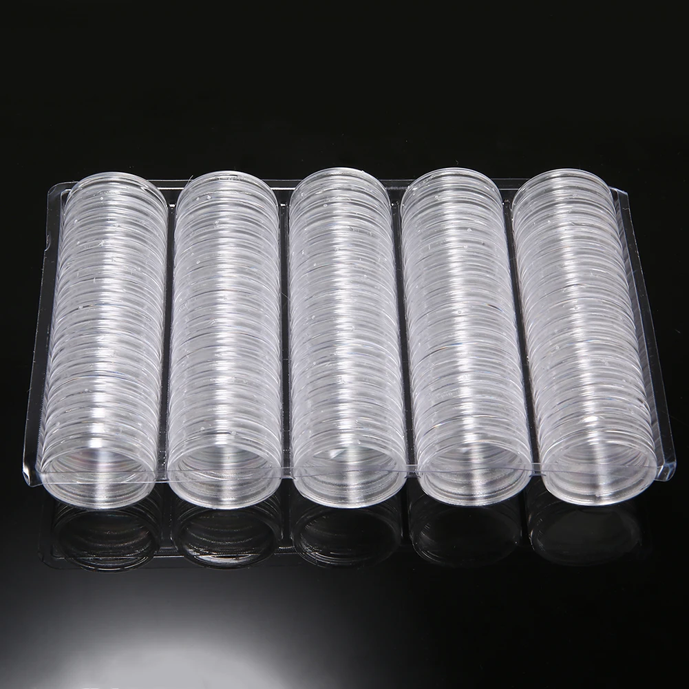 Coin Storage Container 100pcs 27mm Coin Capsules 2 Euro Coin Holder
