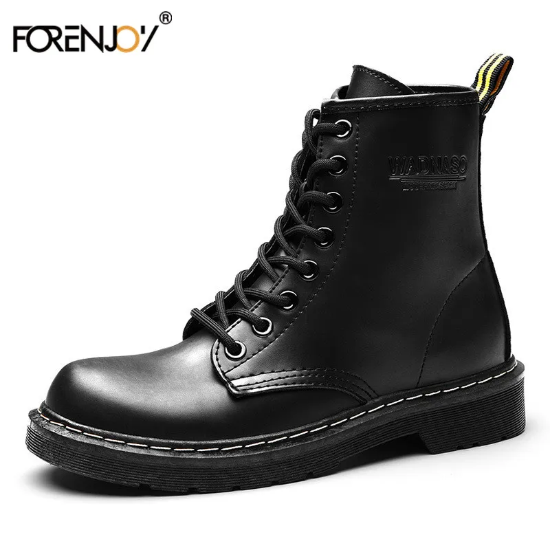FORENJOY/женские ботинки Martens; кожаные ботинки; модные теплые зимние ботинки; ботильоны для женщин; ботильоны в байкерском стиле; ботинки-оксфорды