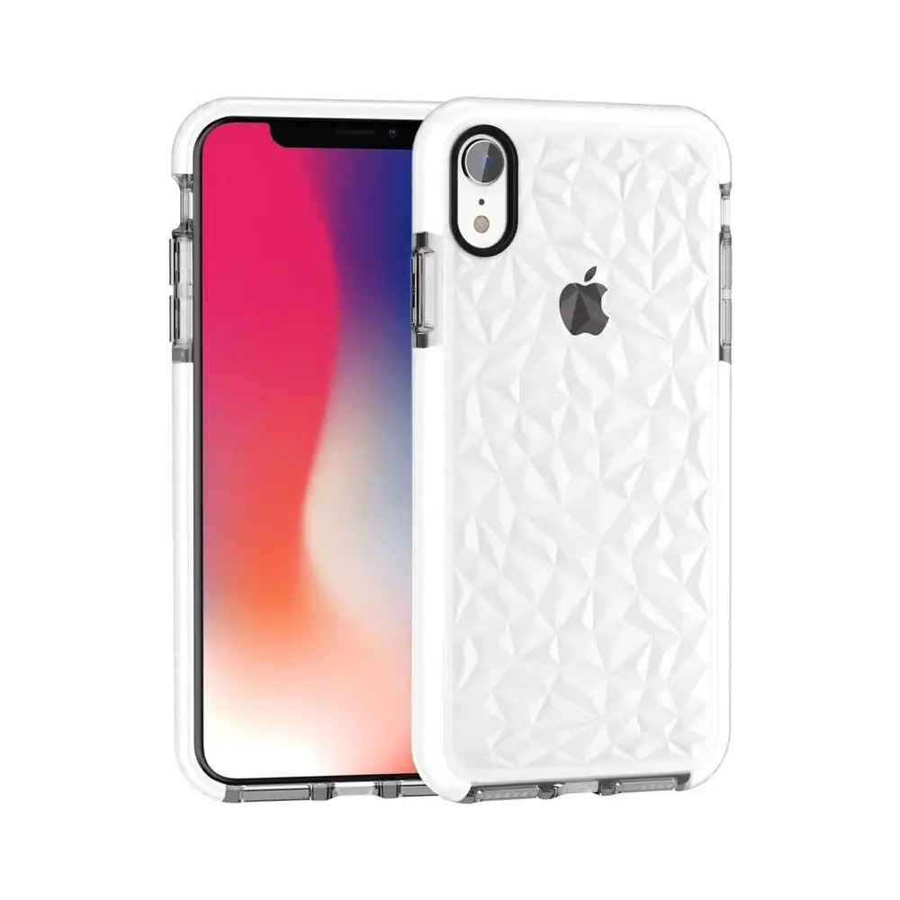 Для iPhone 11 Pro Max противоударный чехол с алмазной текстурой на 360 градусов Полная защита для iPhone чехол X XR XS 8 7 6S Plus 6 - Цвет: Белый