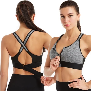 Sports Bra Women Sportswe Crop Sport Top Adjustable Belt Zipper Yoga Running Bras Push Up Vest Shockproof Underwear Gym Bralette 2