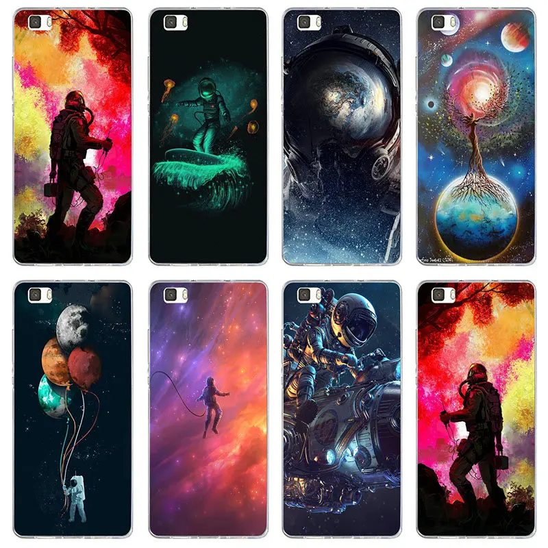 Soft Cases for Huawei Y3 Y5 Y6 Y7 Y9 P20 Mate 8 9 10 20 Pro Prime Lite 2018 2019 Space Love Moon Astronaut Artwork | Мобильные