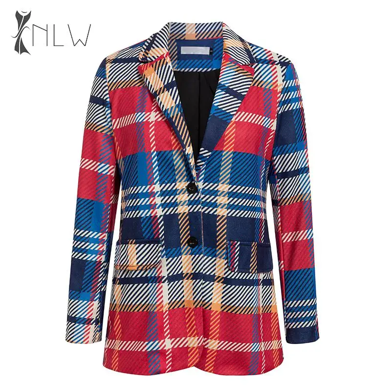 NLW модный клетчатый пиджак женский осенне-зимний красный Блейзер Пальто уличная карманная ветровка пальто Блейзер