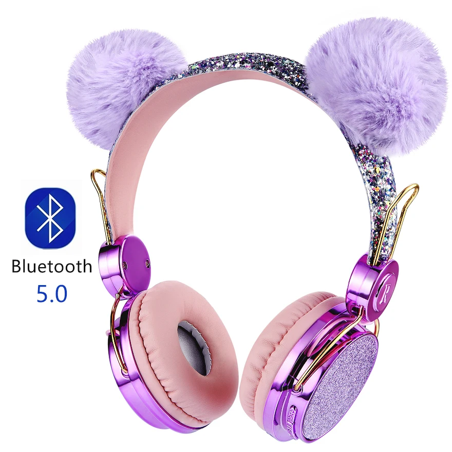 Bluetooth Cute Kids Wireless Headphone with Microphone Girls 3.5mm Music Stereo Earphone Computer Mobile Phone Cat Headphones