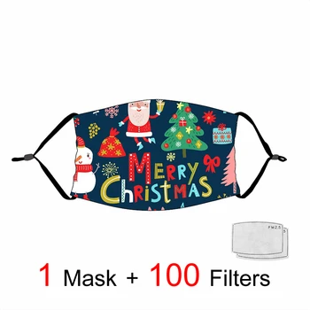 

1pc Merry Christmas Party Mask Snowman Santa Claus Elk Printing Outdoor Riding Mask Windproof Mouth Mask Mascara