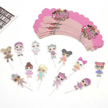 

Birthday Party LOL dolls surprise DIY theme Decoration Supplies Holiday Plate Spoon wedding cake topper Kids Gifts