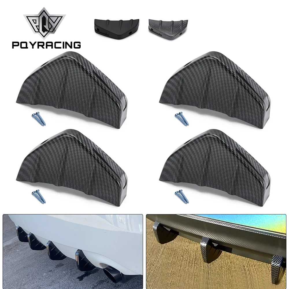 1Pcs/4Pcs Universal Car Carbon Fiber Pattern/Black Modified Shark Fin Rear Spoiler  Car Rear Bumper Lip Diffuser Car Accessories