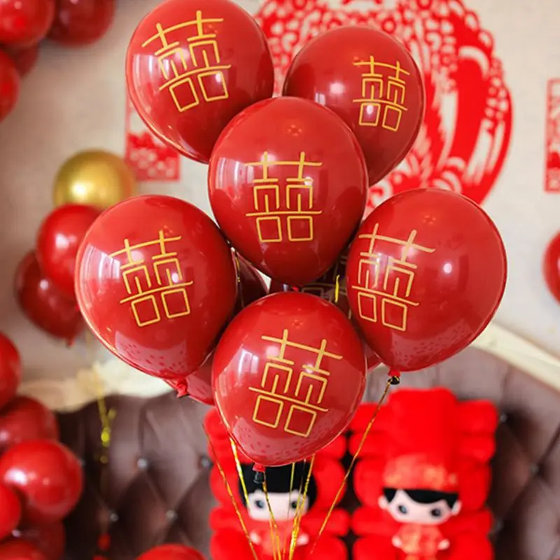 

50Pcs/Pack10 inch 6pcs Ribbon LetterLatex Balloon Ruby Red Balloon Valentine Day