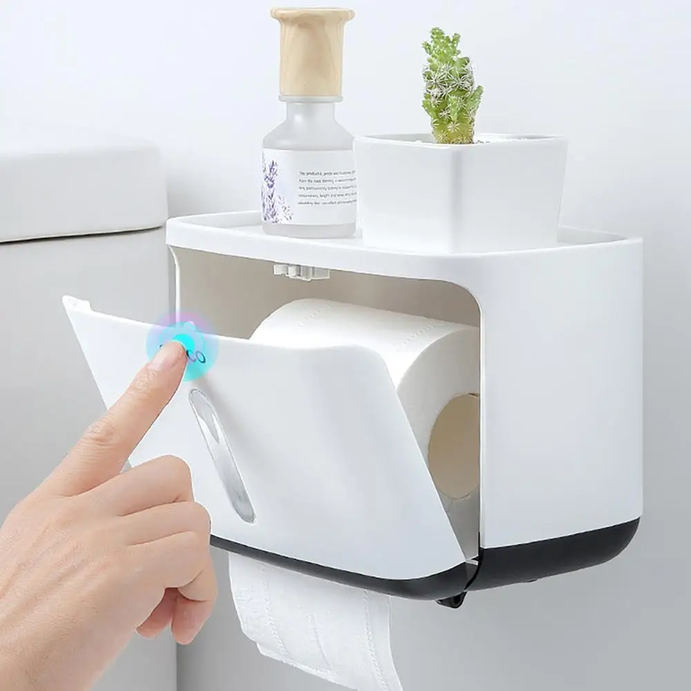 Водонепроницаемый пластиковый держатель для туалетной бумаги для ванной, настенный бумажный ящик для хранения, двойной слой