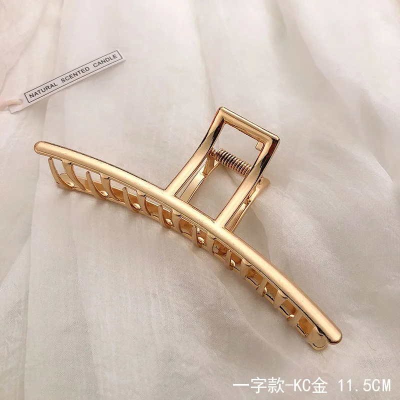 1 pc Frauen Koreanischen Stil Goldene Metall Haar Krallen Mode Geometrische Haar Zubehör Große Größe Einfache Haar Clips Kopfbedeckungen für mädchen – Detail 15