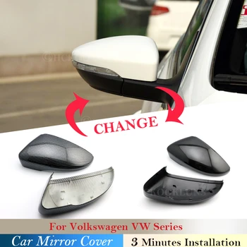 

Mirror Cover For Volkswagen Beetle CC Jetta Sagitar Magotan EOS Scirocco Bora Car Caps Rear View Mirror Case Carbon fiber Black