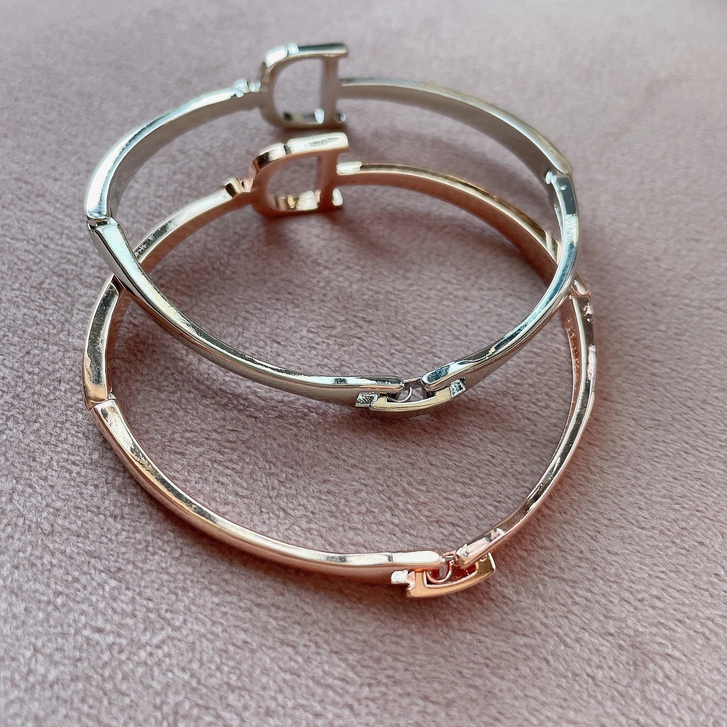 Bangle bracelet crystal bracelets Simple Rose Gold Silver Color Bangles Letter Crystal Cuff Bracelet & Bangle For Women Girls Female