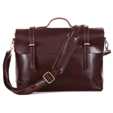 

14" Glossy Oil Leather Men's Computer Bag First Layer Cowhide Business Travel Travel Shoulder Bag Messenger Leather Bag