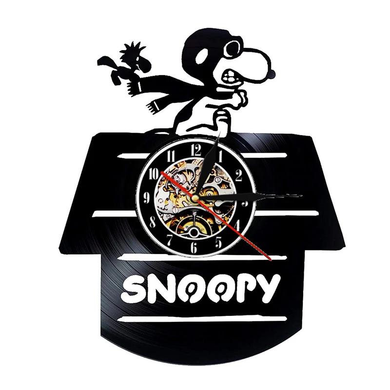 Snoopy виниловые настенные часы современный дизайн милый мультфильм 3D наклейки винтажные виниловые часы дети спальня стены домашние декоративные часы - Цвет: 1