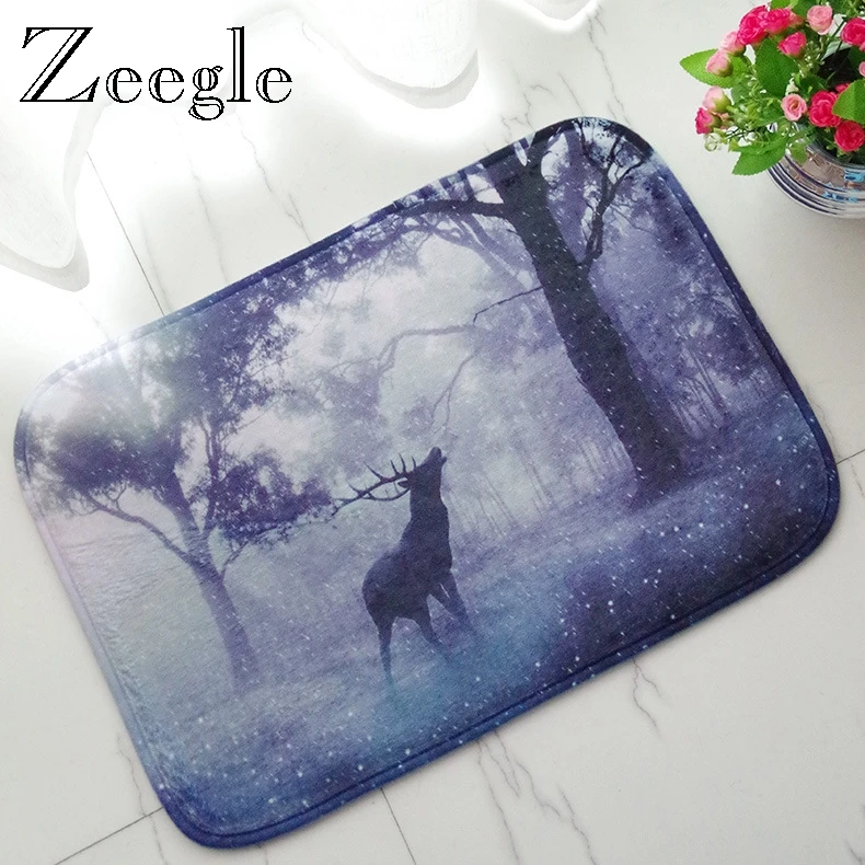 Zeegle Flannal Doormat Home Door Entrance Mat Hallway Area Rug Anti Slip Floor Rug Foot Mat Bathroom Shower Rug Absorbent Carpet