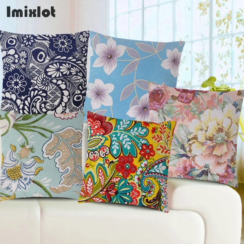 Vintage Flowers and Birds Cushion Cover Sofa Seat Pillowcase Living Room Home Decorative Accessories Pillow Cases 45x45cm