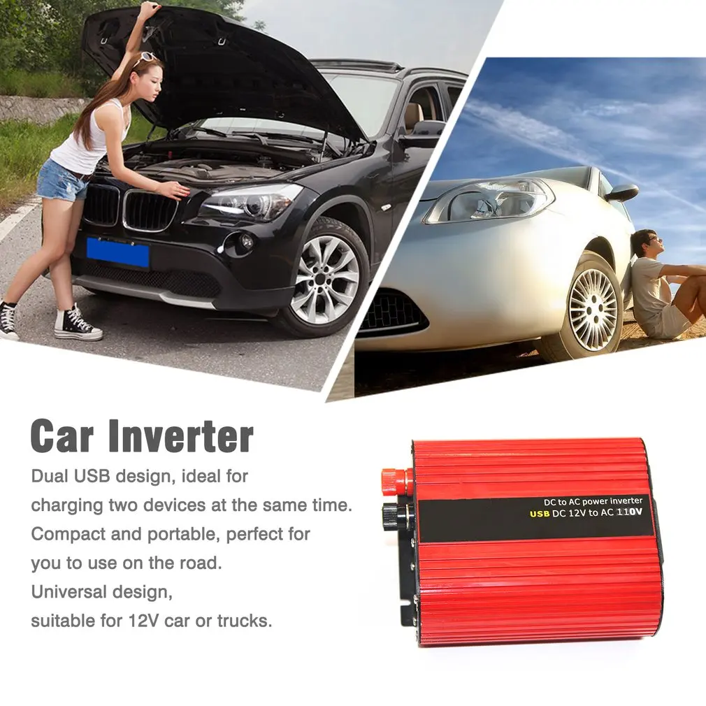 800 Вт автомобильный инвертор DC12V к AC110V Dual USB Преобразователь мощности высокая эффективность преобразования трансформатор из алюминиевого сплава