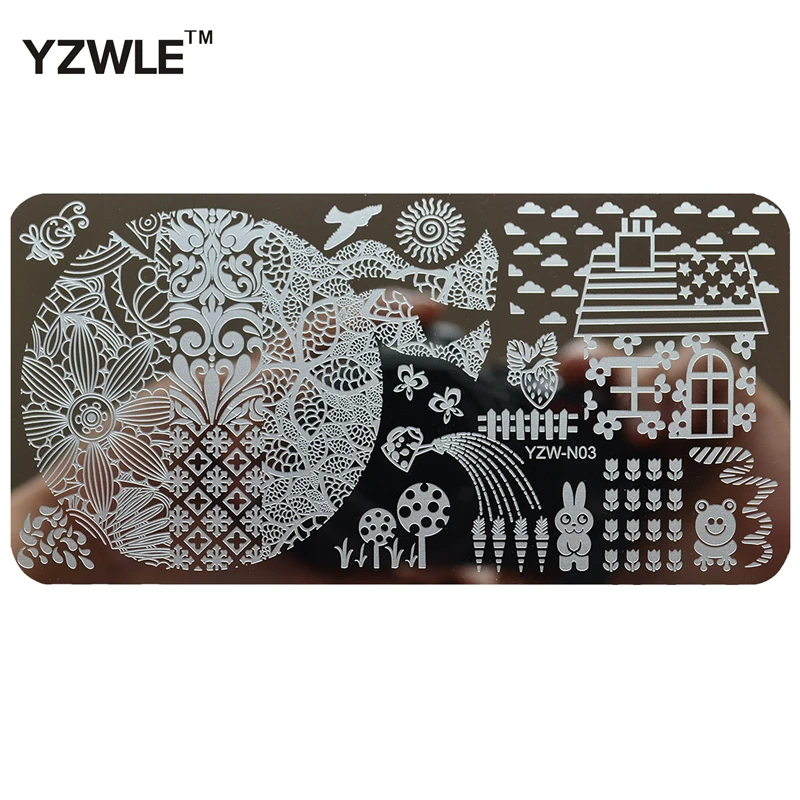 6 см x 12 см серия из нержавеющей стали DIY стемпинг для украшения ногтей изображения пластины шаблон для маникюрного салона# YZW-N03