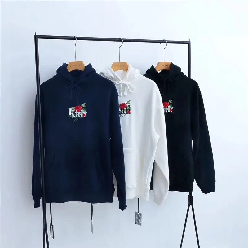 Kith Толстовка для мужчин и женщин с вышивкой розы уличная 1:1 лучшее качество повседневные толстовки для мужчин KITH пуловер толстовки