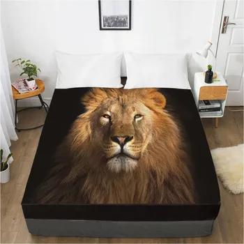 

3D Fitted Sheet Bed Mattress Fitted Cover Custom Design Bed Linens Sheets Bedsheet 140x210 Animal Lion Printed Bedding