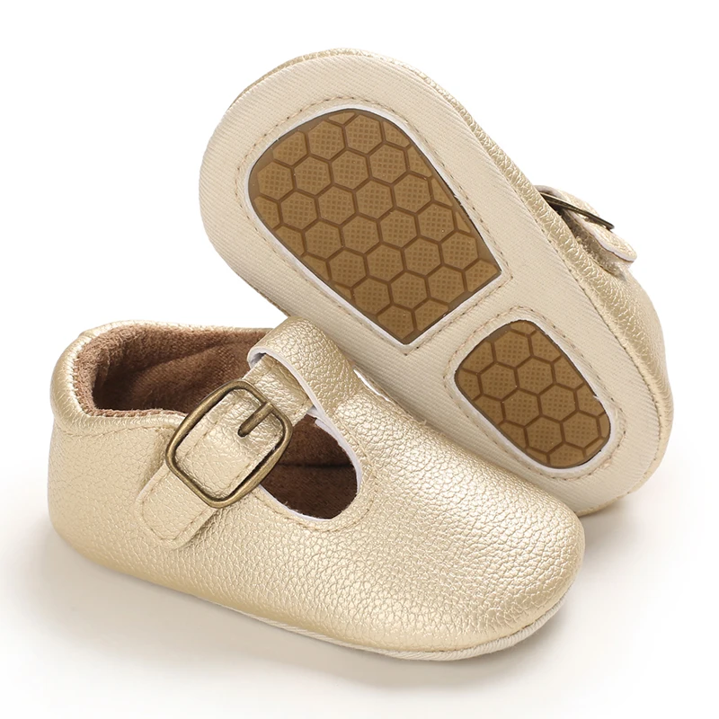 Infant Newborn Baby Girls Princess Non-Slip Floral Border Shoes Toddler Baby Soft PU Leather Prewalker Shoes Solid First Walkers