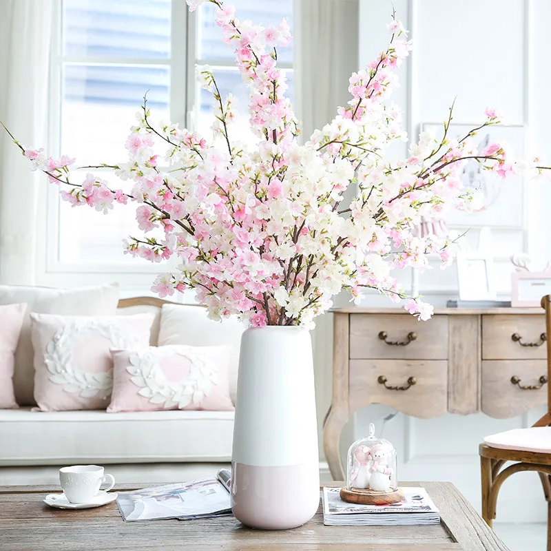 2 piezas de flores de cerezo de seda искусственные растения árboles ramas ramo de novia Отель de boda; decoración de flores falsas