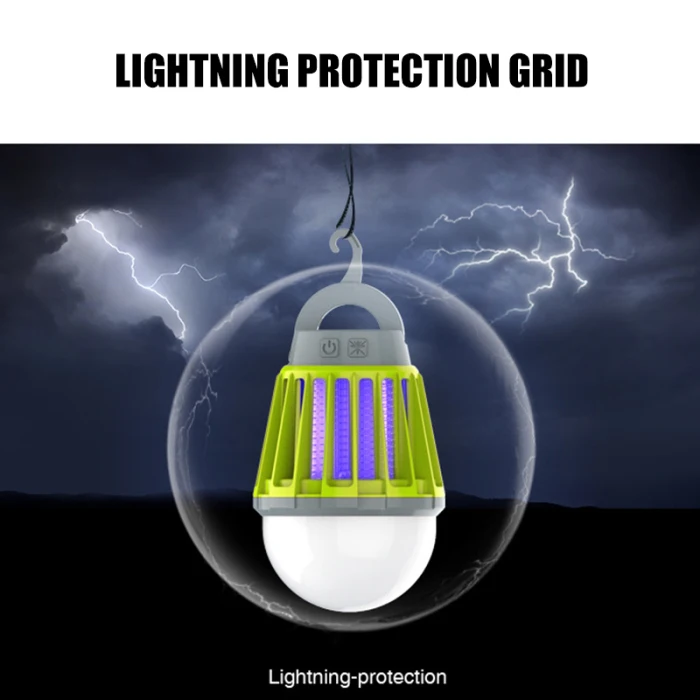 2-in-1 Camping Lantern Tent Light Portable IPX6 Waterproof Mosquito Killer LED Lantern with Hook WWO66