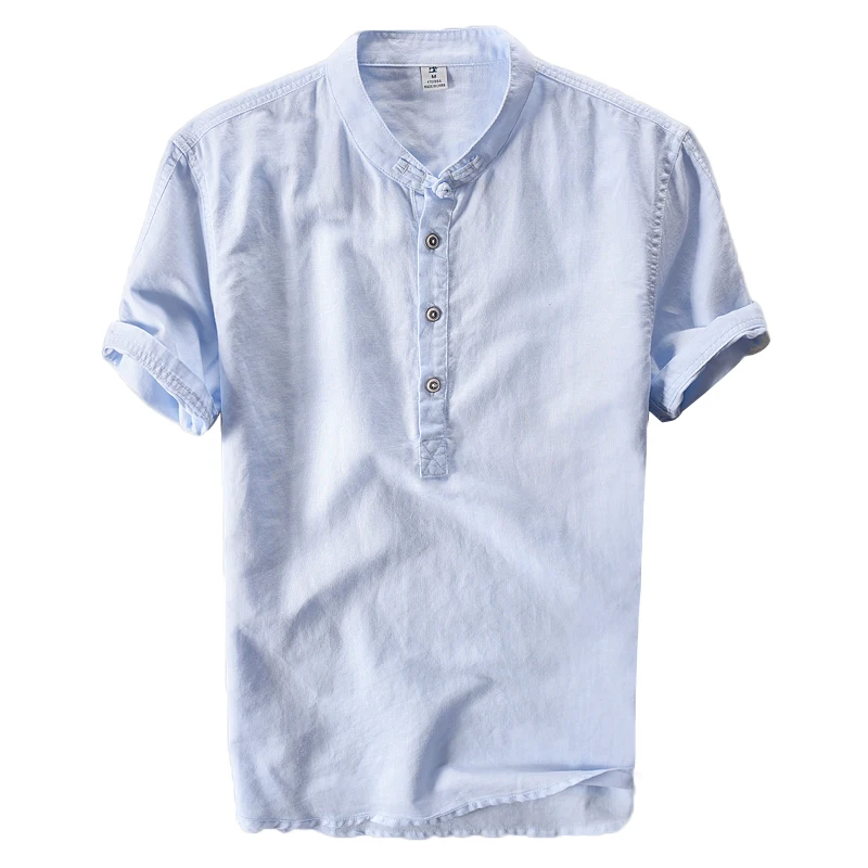 

5 Colors 2020 Summer Men's China Style Shirt Fashion Casual Linen Short-sleeved Shirt Brand Clothes Male