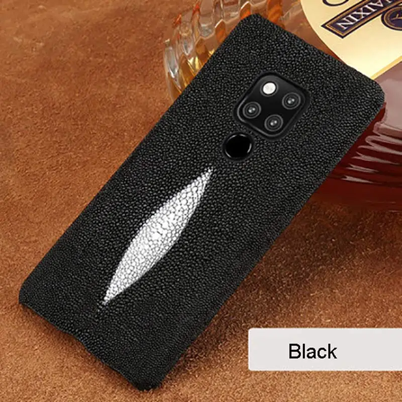 Черный Для huawei mate 20 Pro чехол из натуральной кожи Stingray fishskin чехол для huawei mate 20 чехол s чехол из натуральной кожи задняя крышка Черный - Цвет: Черный