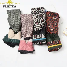 Леопардовый полосатый лоскутный клетчатый шарф с буквенным принтом для женщин, хлопковый Зимний толстый шарф с кольцом, корейский женский шейный шарф