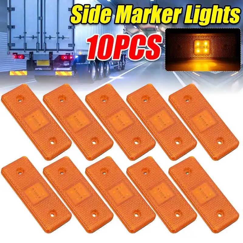 10pcs 24V Car Truck Led Side Marker Light Reflector Lamp External Light Signal Lamp Trailer Bus lorry