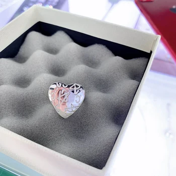 

Ladies classic charm fashion Love heart Ring S925 Sterling silver Jewelry Original Luxury brands Logo Valentine's Day gift