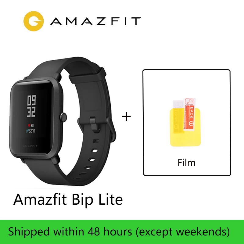Black Internati версия Смарт-часы Xiaomi Amazfit Bip Huami Pace Lite IP68 gps Gloness Smartwatch сердечного ритма 45 дней в режиме ожидания - Цвет: Black