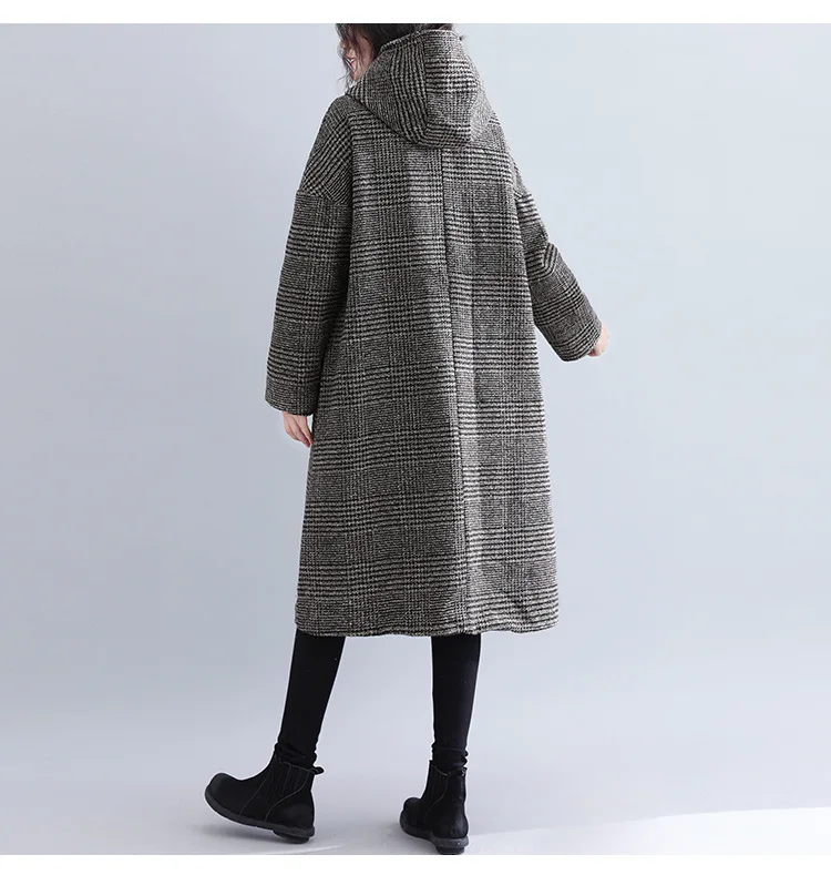 Autumn And Winter New Style Thousands of Birds Pattern Korean-style Woolen Jacket Large Size WOMEN'S Coat