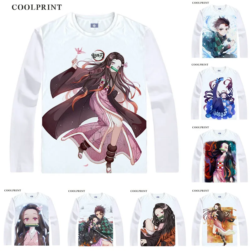 

Demon Slayer Kimetsu no Yaiba T Shirt Tanjirou Kamado Nezuko Custom Casual Cosplay T-shirt Digital Vintage Long Sleeve TShirts