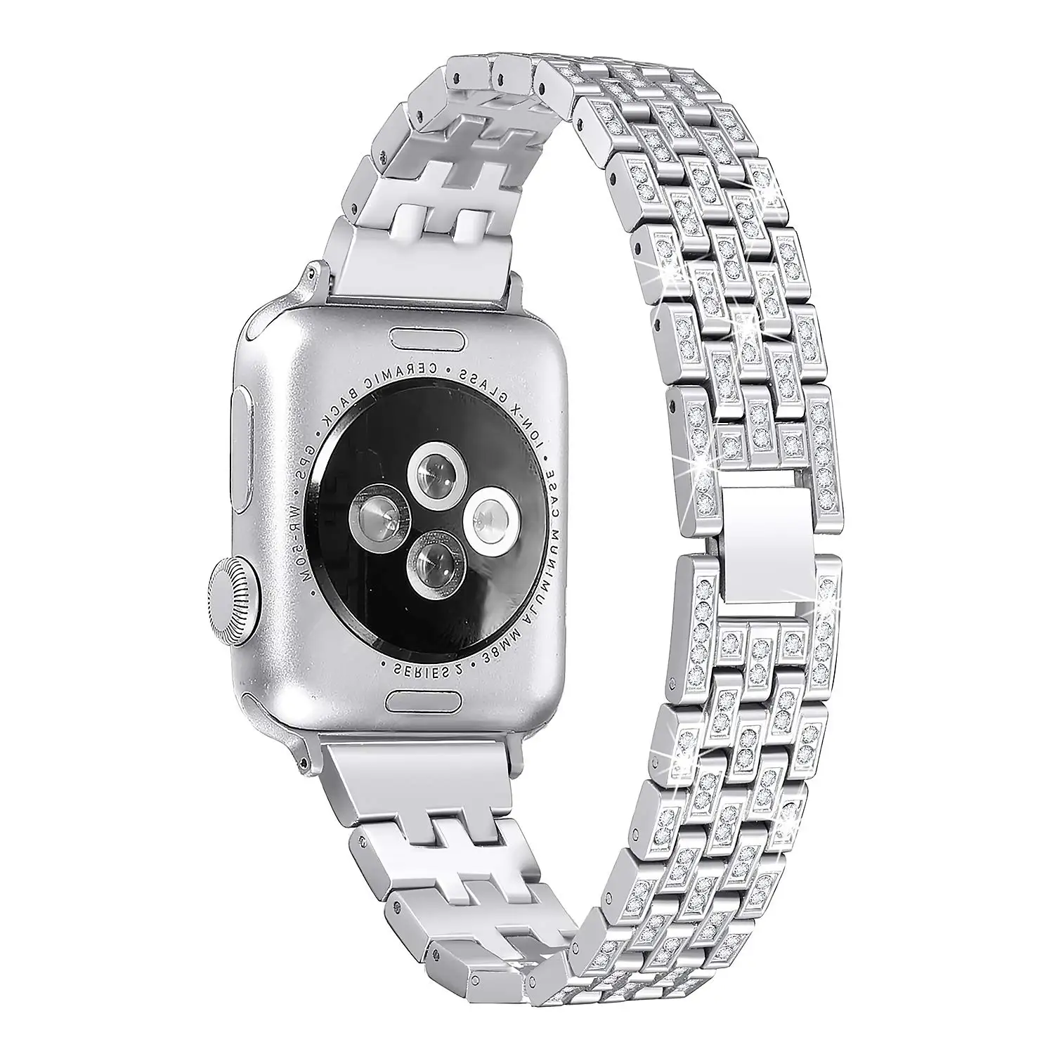 Женский бриллиантовый ремешок для часов Apple watch 38 мм 42 мм 40 мм 44 мм браслет из нержавеющей стали ремешок для iWatch серии 5 4 3 2 ремешок - Цвет ремешка: SILVER